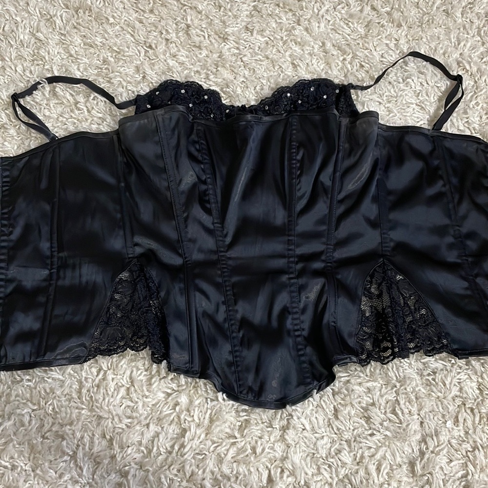 Black corset with built in lace bra